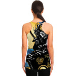 Blue Sky And Golden Sun Samurai Print Women's Racerback Tank Top