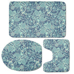 Blue Sky Paisley Bohemian Pattern Print 3 Piece Bath Mat Set
