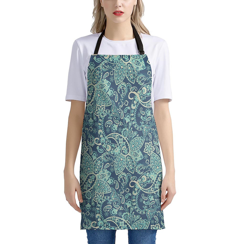 Blue Sky Paisley Bohemian Pattern Print Apron