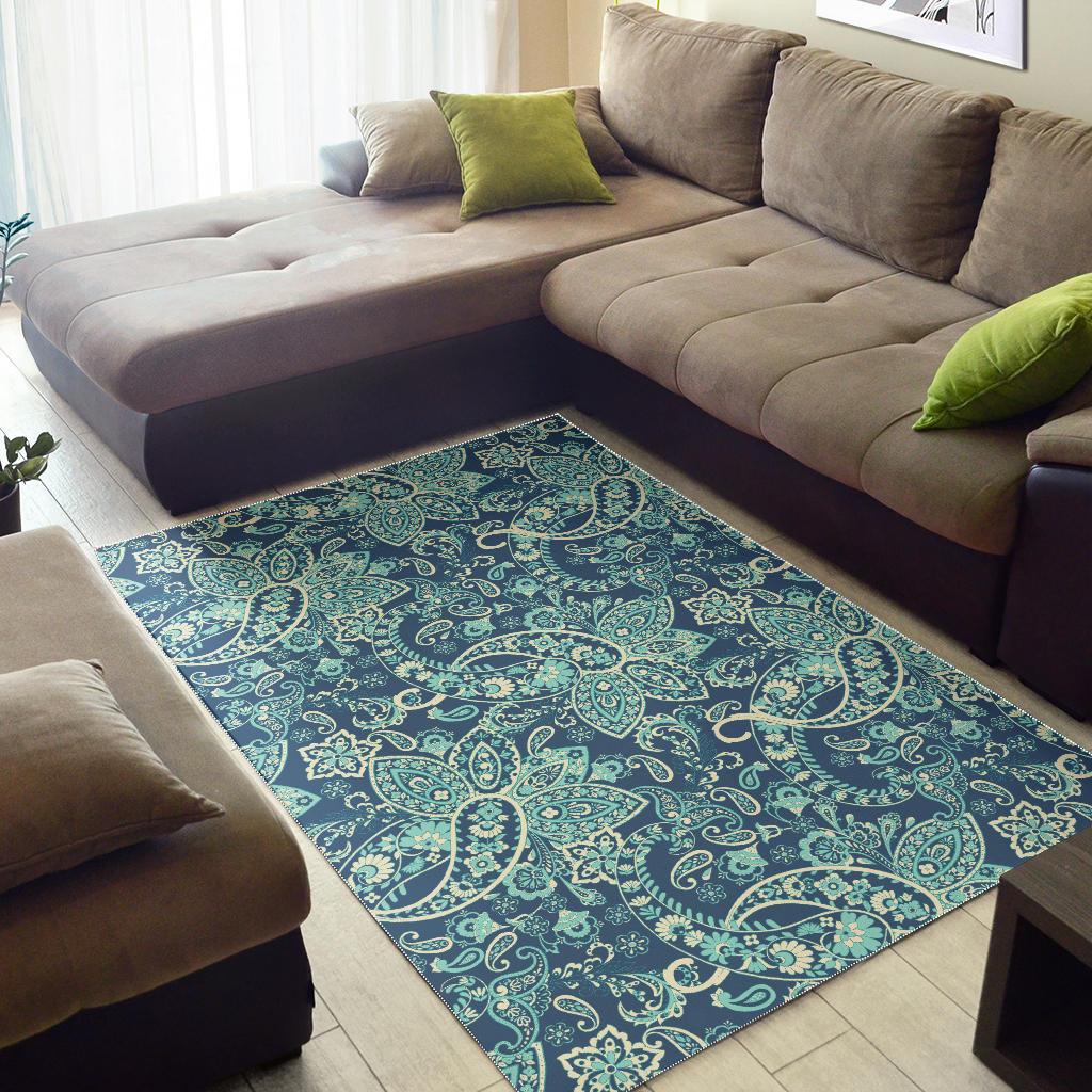 Blue Sky Paisley Bohemian Pattern Print Area Rug GearFrost