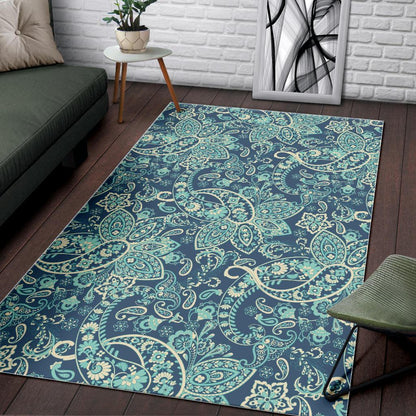 Blue Sky Paisley Bohemian Pattern Print Area Rug GearFrost