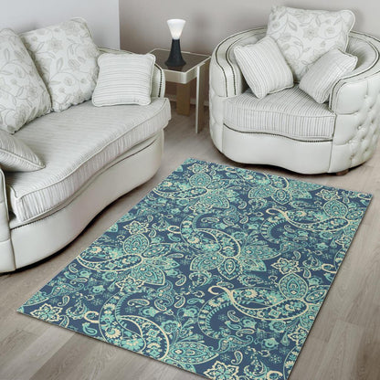 Blue Sky Paisley Bohemian Pattern Print Area Rug GearFrost