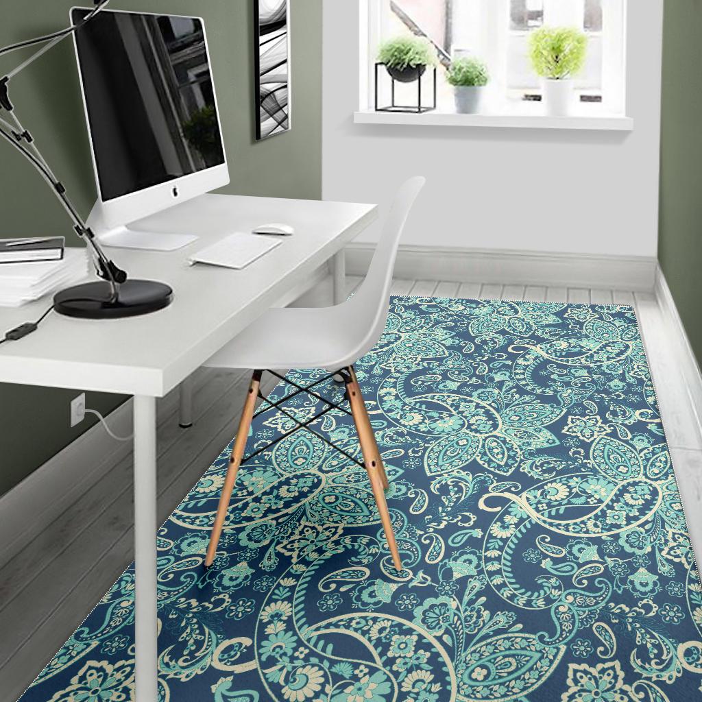 Blue Sky Paisley Bohemian Pattern Print Area Rug GearFrost