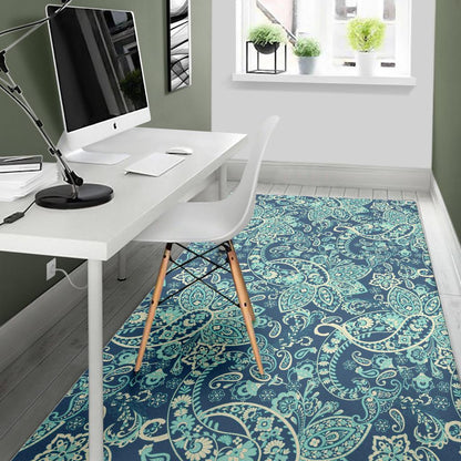 Blue Sky Paisley Bohemian Pattern Print Area Rug GearFrost