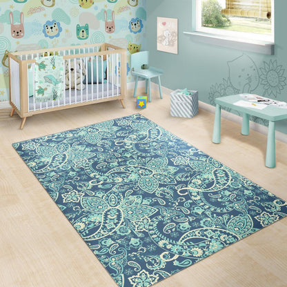 Blue Sky Paisley Bohemian Pattern Print Area Rug GearFrost