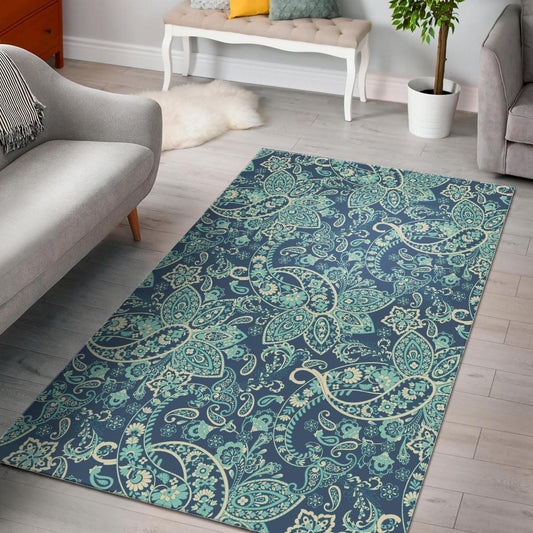 Blue Sky Paisley Bohemian Pattern Print Area Rug GearFrost