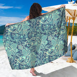 Blue Sky Paisley Bohemian Pattern Print Beach Sarong Wrap