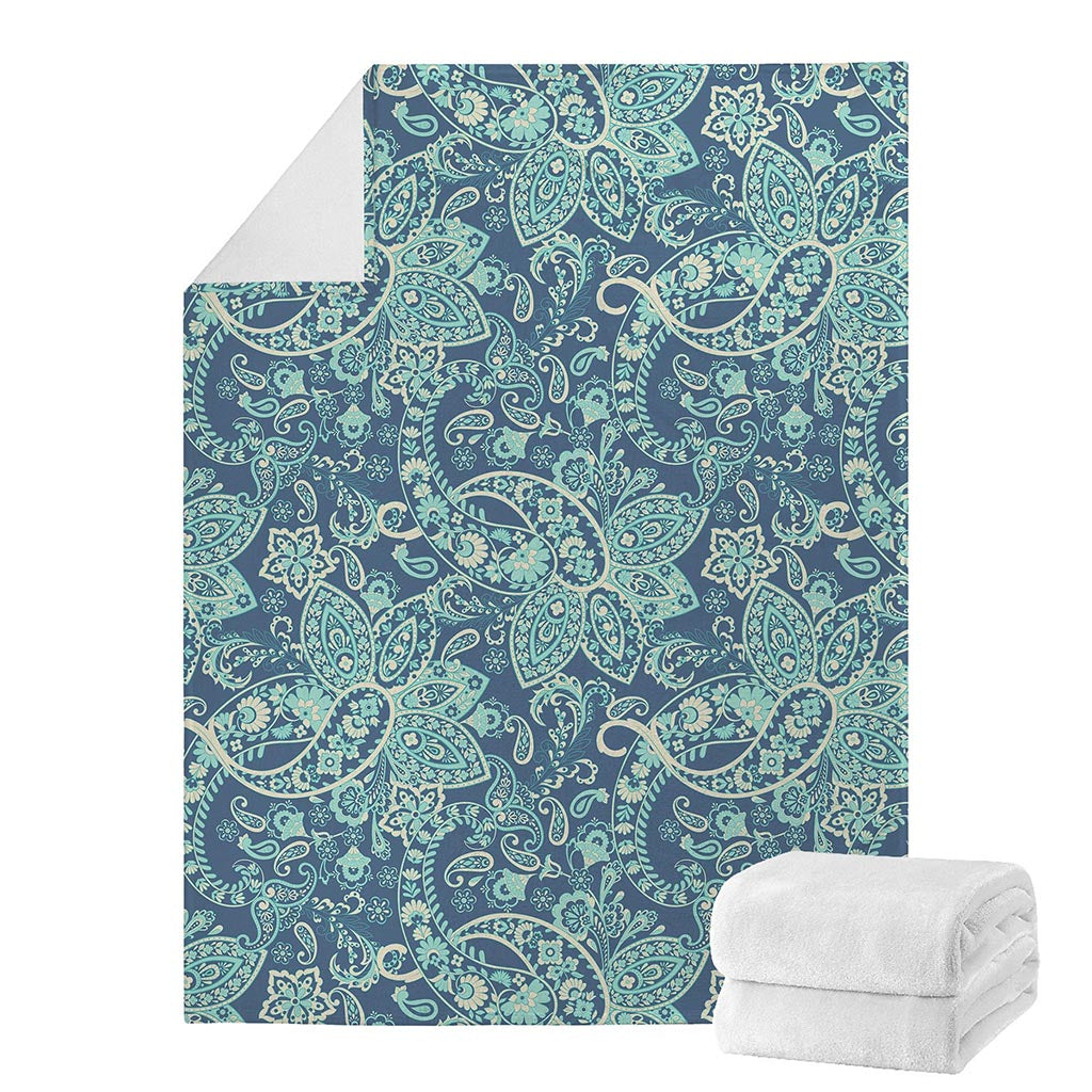 Blue Sky Paisley Bohemian Pattern Print Blanket