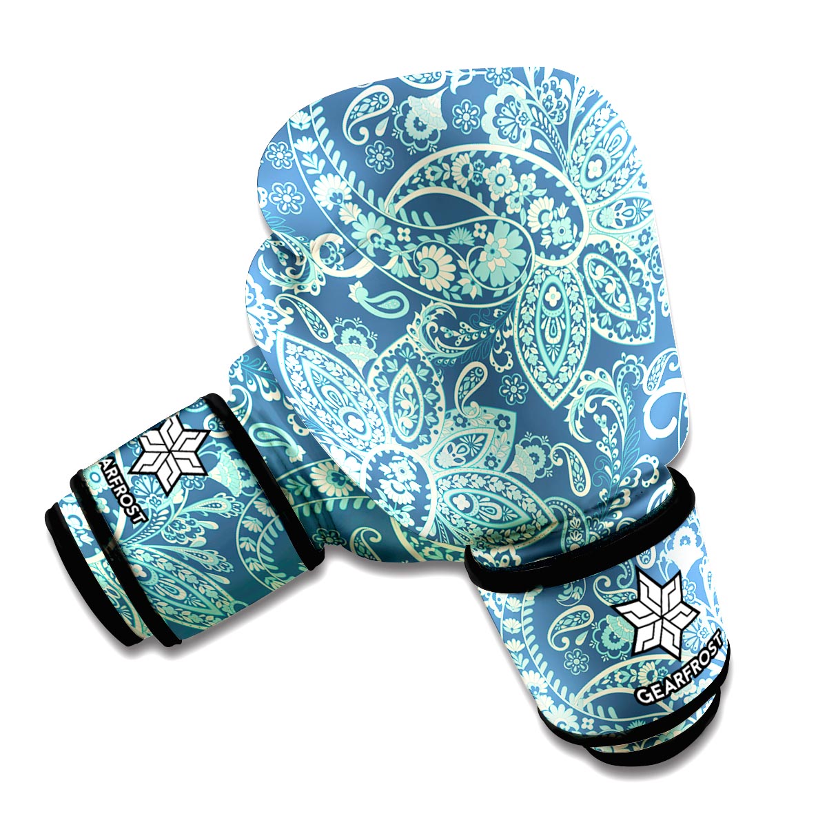 Blue Sky Paisley Bohemian Pattern Print Boxing Gloves