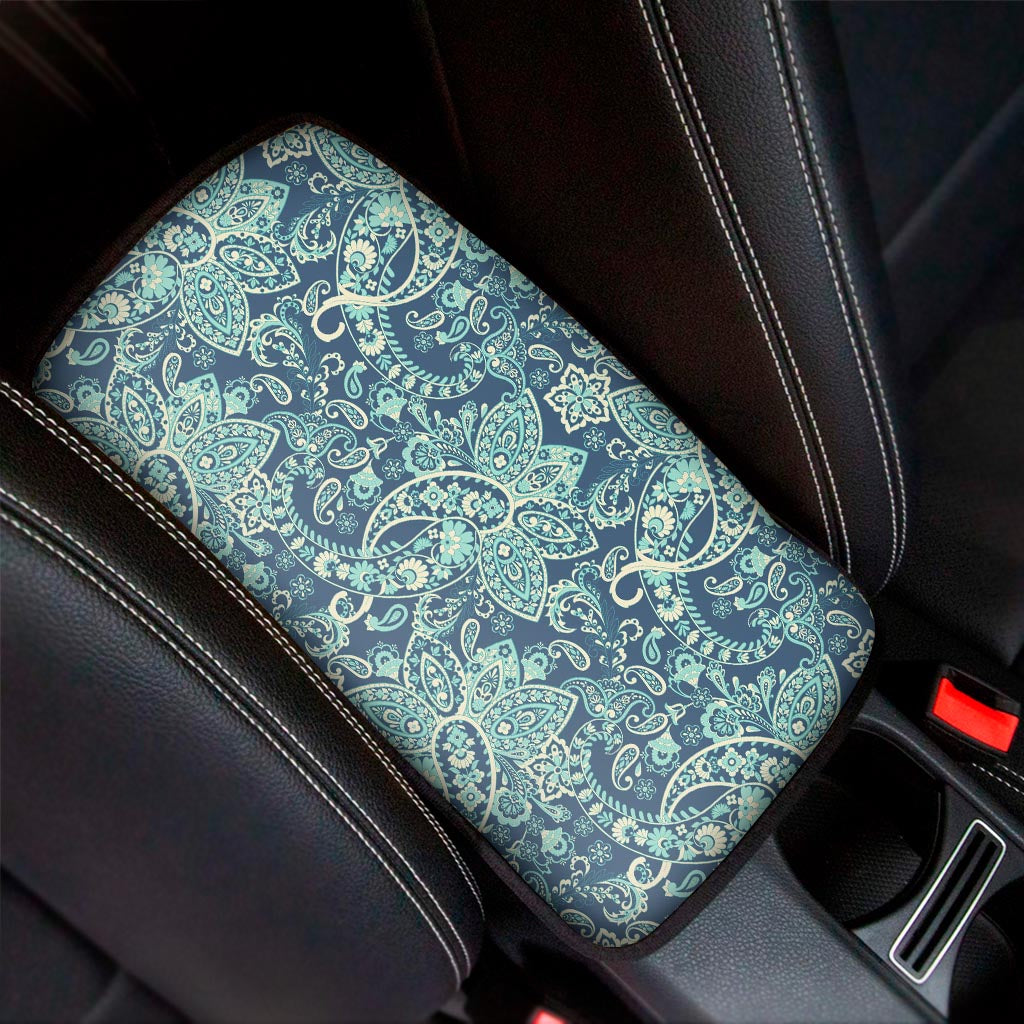 Blue Sky Paisley Bohemian Pattern Print Car Center Console Cover