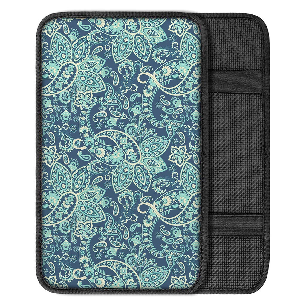 Blue Sky Paisley Bohemian Pattern Print Car Center Console Cover