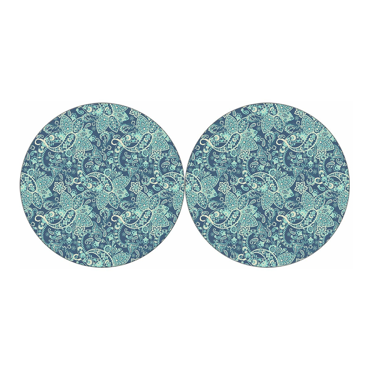 Blue Sky Paisley Bohemian Pattern Print Car Coasters