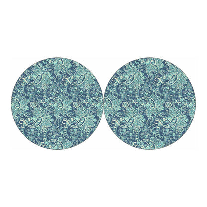 Blue Sky Paisley Bohemian Pattern Print Car Coasters