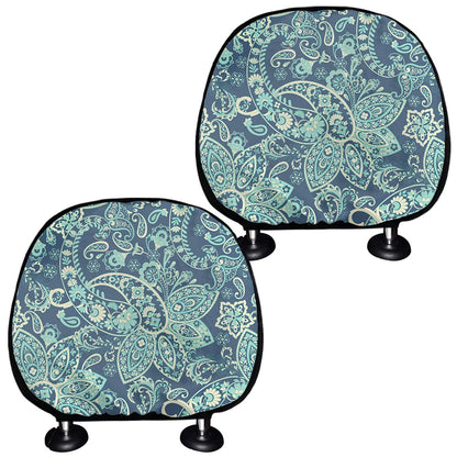 Blue Sky Paisley Bohemian Pattern Print Car Headrest Covers