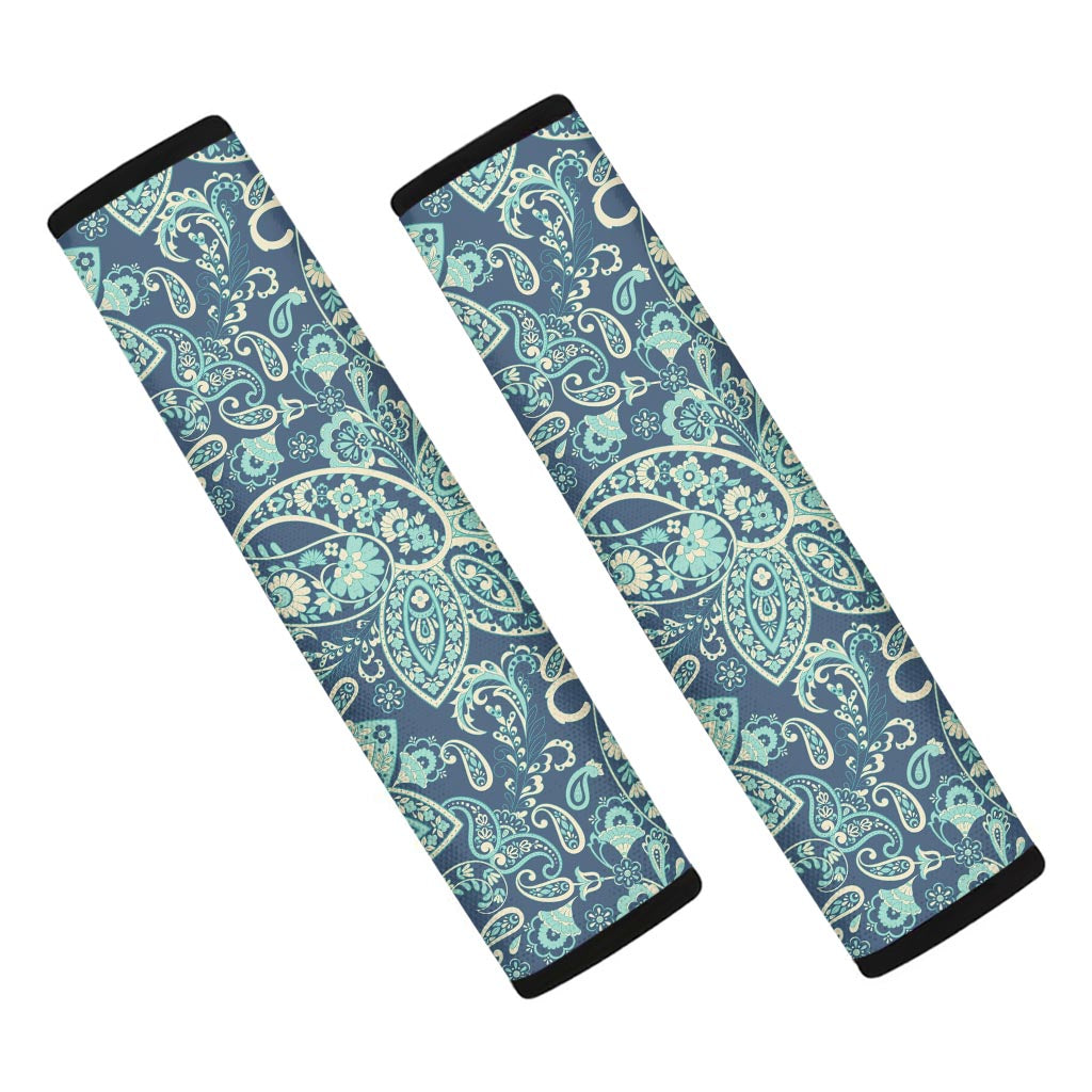 Blue Sky Paisley Bohemian Pattern Print Car Seat Belt Covers