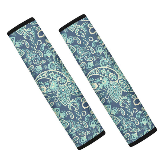 Blue Sky Paisley Bohemian Pattern Print Car Seat Belt Covers