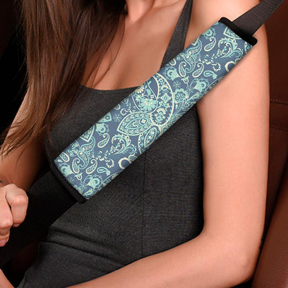 Blue Sky Paisley Bohemian Pattern Print Car Seat Belt Covers