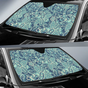 Blue Sky Paisley Bohemian Pattern Print Car Sun Shade GearFrost