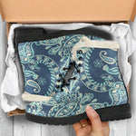 Blue Sky Paisley Bohemian Pattern Print Comfy Boots GearFrost