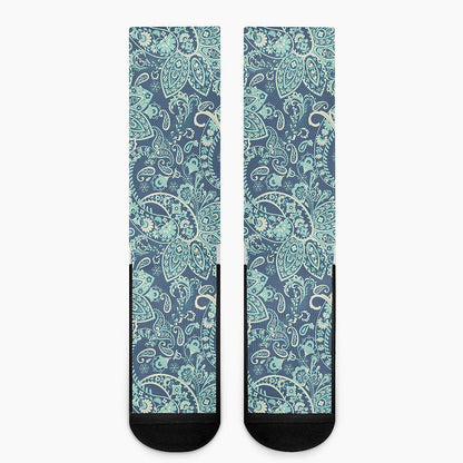 Blue Sky Paisley Bohemian Pattern Print Crew Socks