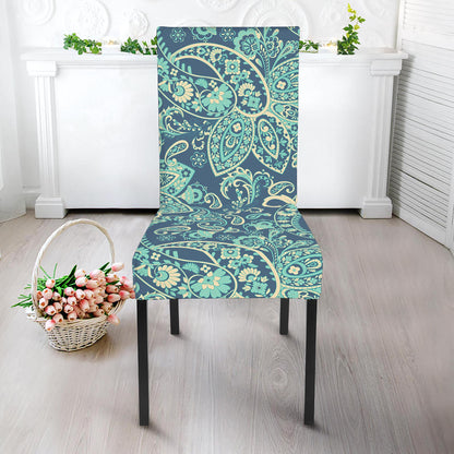 Blue Sky Paisley Bohemian Pattern Print Dining Chair Slipcover
