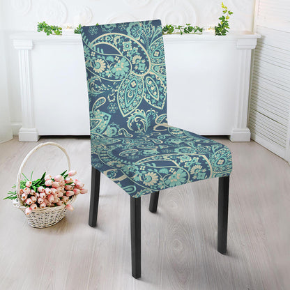 Blue Sky Paisley Bohemian Pattern Print Dining Chair Slipcover
