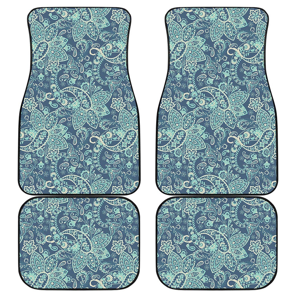 Blue Sky Paisley Bohemian Pattern Print Front and Back Car Floor Mats