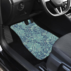 Blue Sky Paisley Bohemian Pattern Print Front and Back Car Floor Mats