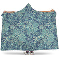 Blue Sky Paisley Bohemian Pattern Print Hooded Blanket
