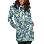 Blue Sky Paisley Bohemian Pattern Print Hoodie Dress GearFrost