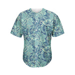 Blue Sky Paisley Bohemian Pattern Print Men's Baseball Jersey