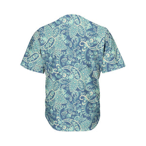 Blue Sky Paisley Bohemian Pattern Print Men's Baseball Jersey