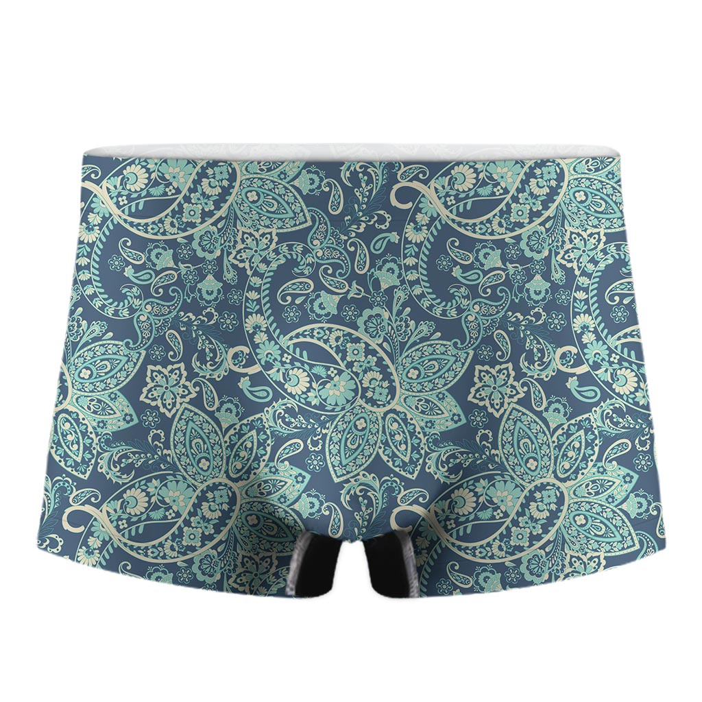 Blue Sky Paisley Bohemian Pattern Print Men's Boxer Briefs