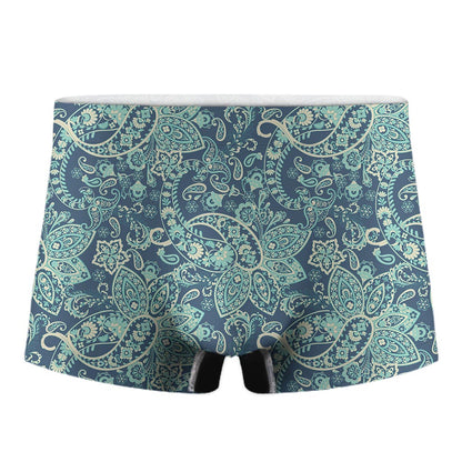 Blue Sky Paisley Bohemian Pattern Print Men's Boxer Briefs