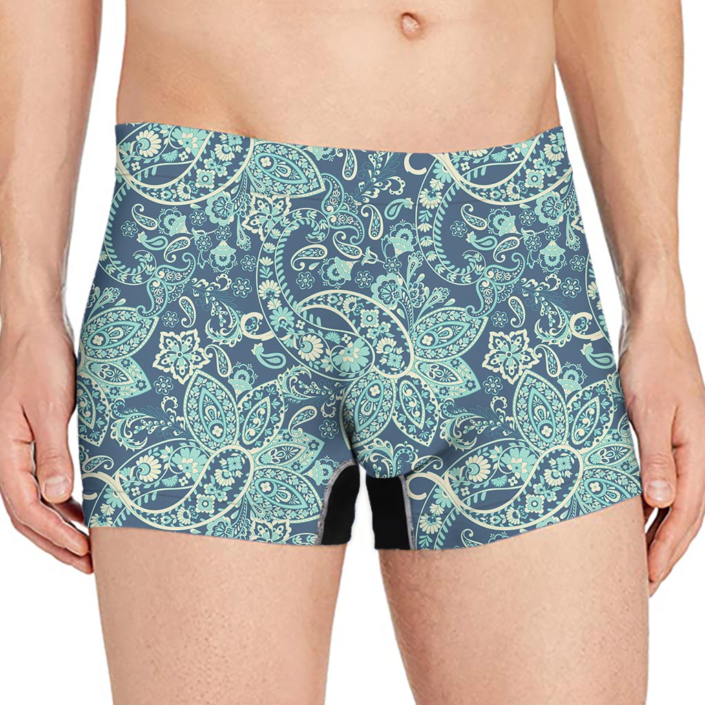 Blue Sky Paisley Bohemian Pattern Print Men's Boxer Briefs