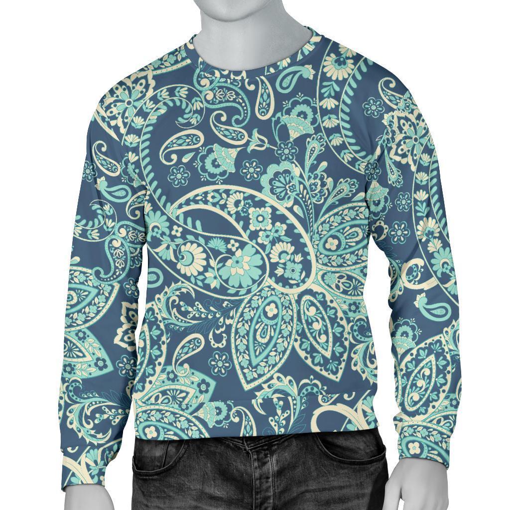 Blue Sky Paisley Bohemian Pattern Print Men's Crewneck Sweatshirt GearFrost