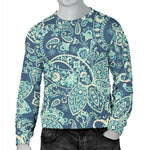 Blue Sky Paisley Bohemian Pattern Print Men's Crewneck Sweatshirt GearFrost