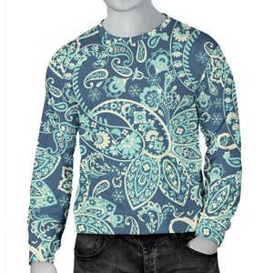 Blue Sky Paisley Bohemian Pattern Print Men's Crewneck Sweatshirt GearFrost