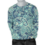 Blue Sky Paisley Bohemian Pattern Print Men's Crewneck Sweatshirt GearFrost