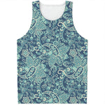Blue Sky Paisley Bohemian Pattern Print Men's Tank Top