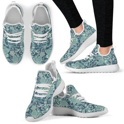 Blue Sky Paisley Bohemian Pattern Print Mesh Knit Shoes GearFrost