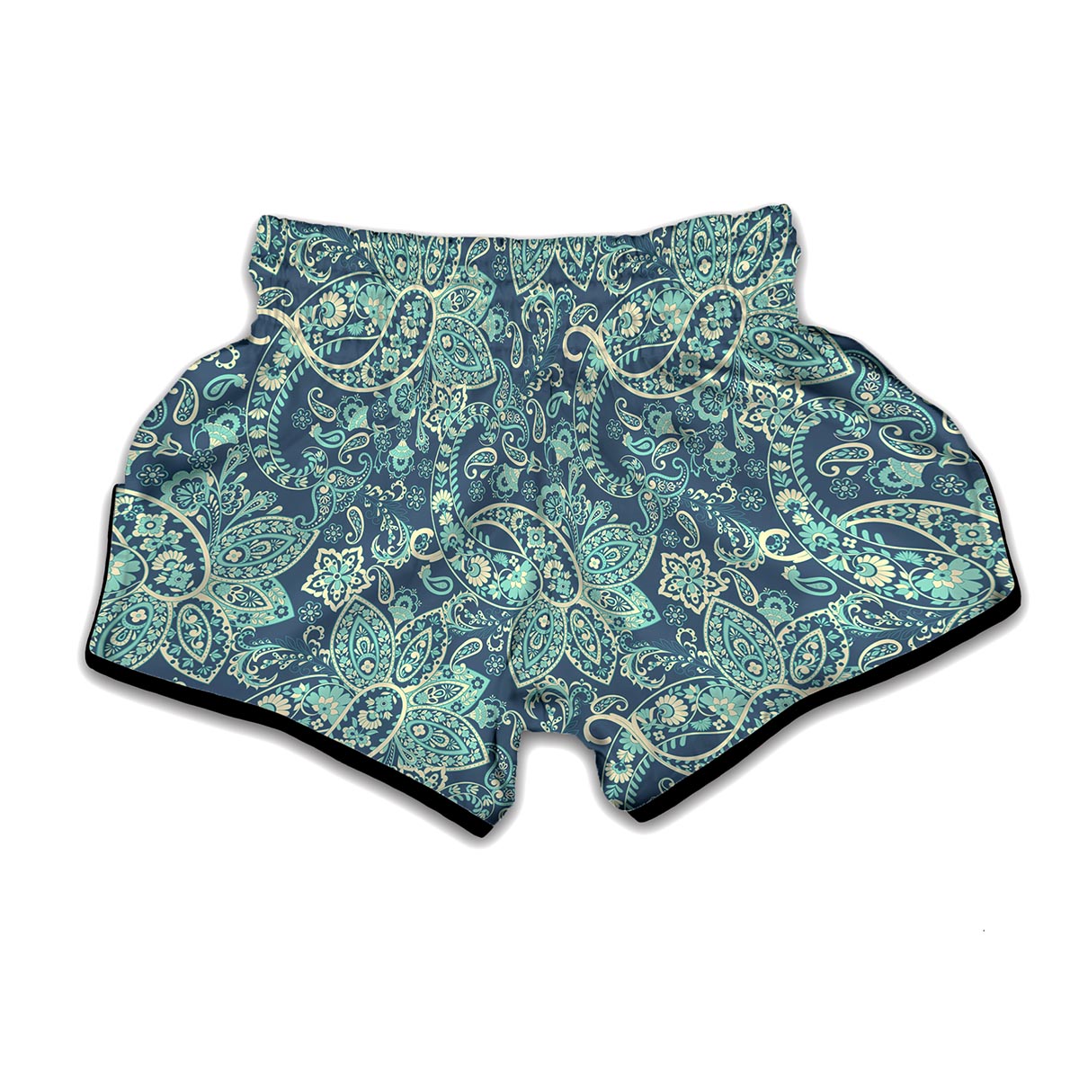 Blue Sky Paisley Bohemian Pattern Print Muay Thai Boxing Shorts