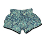 Blue Sky Paisley Bohemian Pattern Print Muay Thai Boxing Shorts