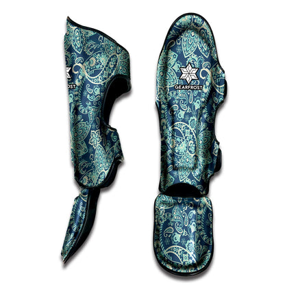 Blue Sky Paisley Bohemian Pattern Print Muay Thai Shin Guard