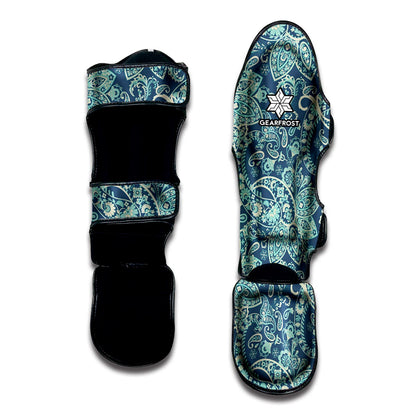 Blue Sky Paisley Bohemian Pattern Print Muay Thai Shin Guard