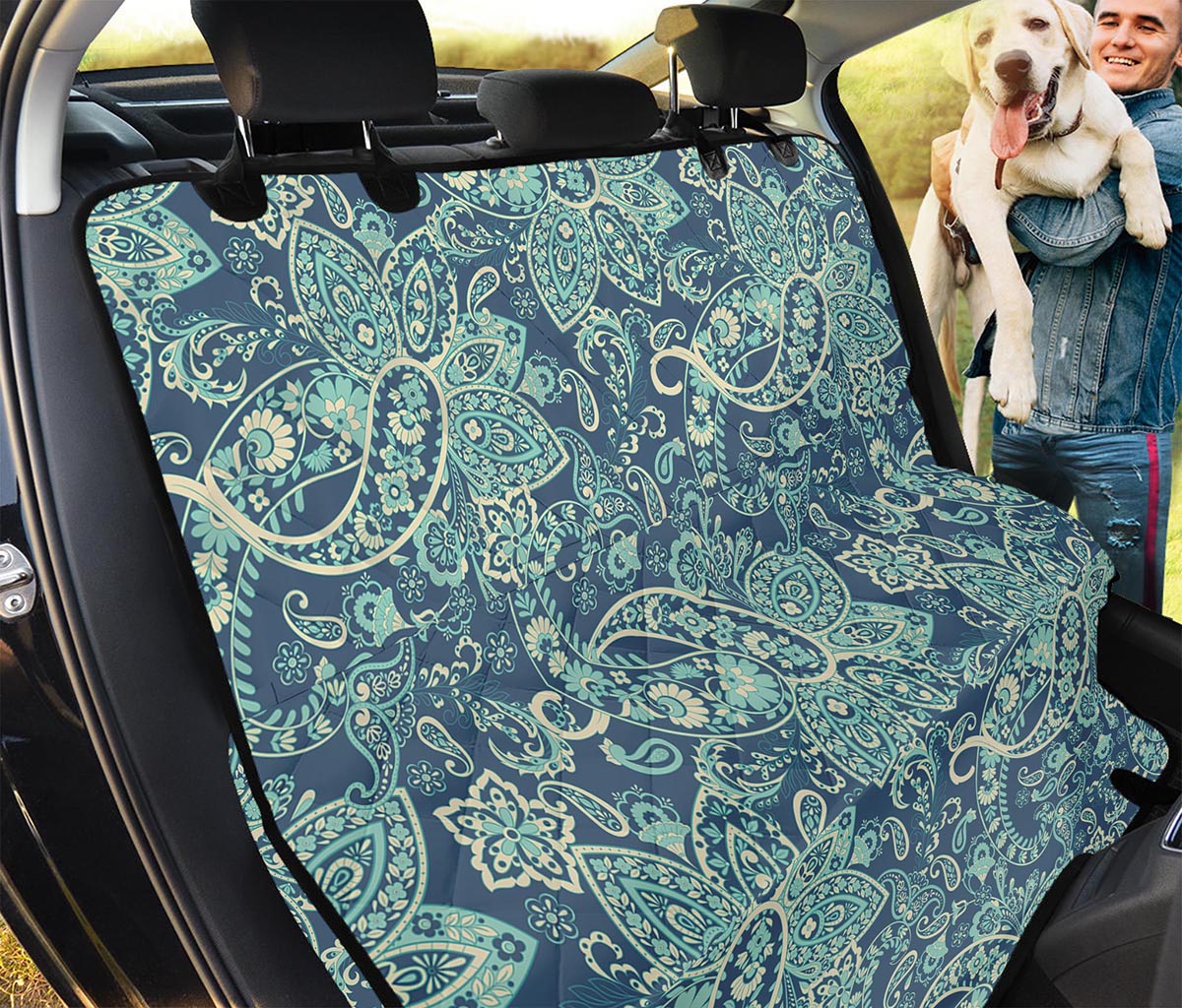 Blue Sky Paisley Bohemian Pattern Print Pet Car Back Seat Cover