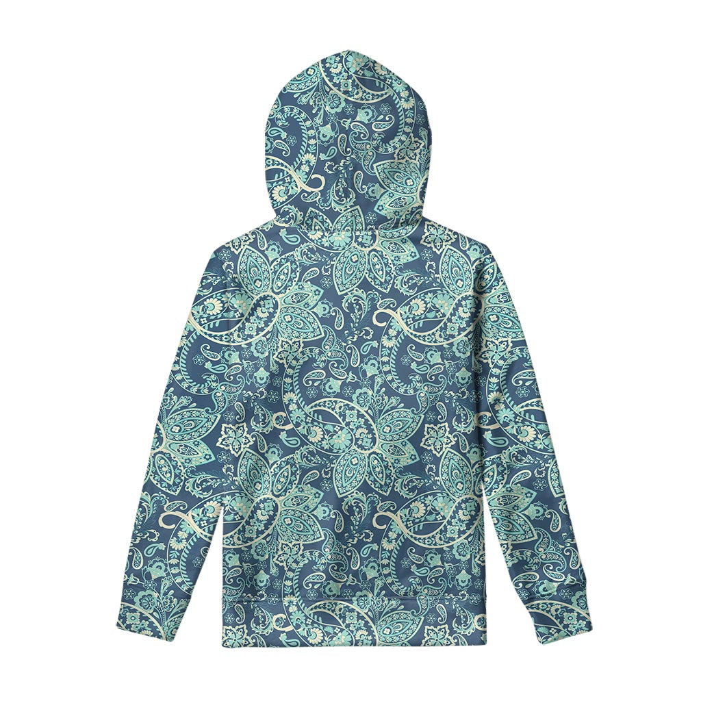 Blue Sky Paisley Bohemian Pattern Print Pullover Hoodie