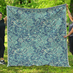Blue Sky Paisley Bohemian Pattern Print Quilt