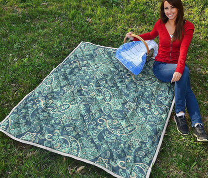 Blue Sky Paisley Bohemian Pattern Print Quilt