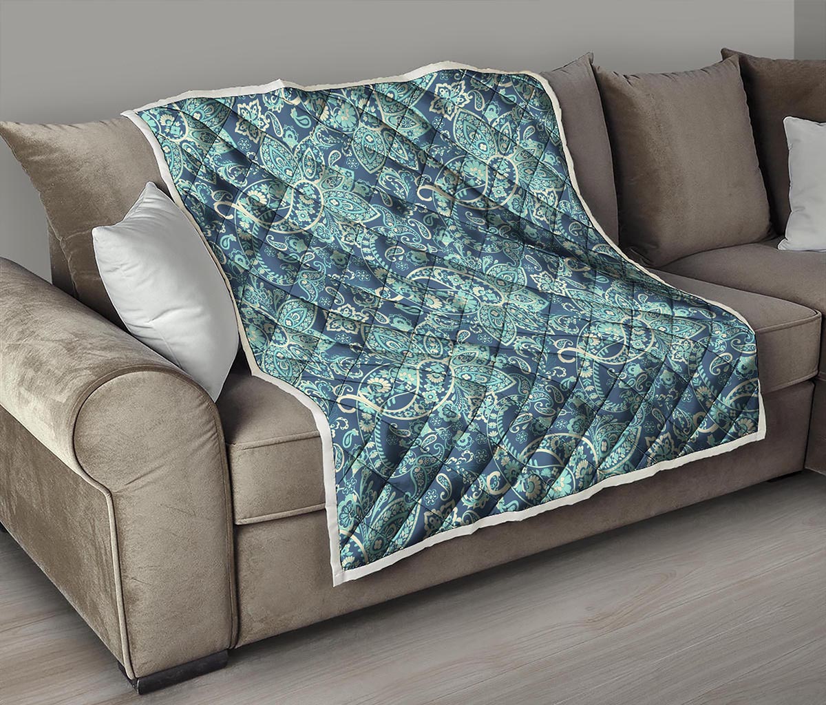 Blue Sky Paisley Bohemian Pattern Print Quilt
